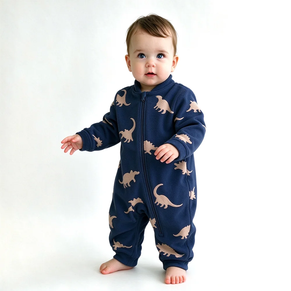 Cotton Baby Onesies Zipper - Macacão de lã macio e quente