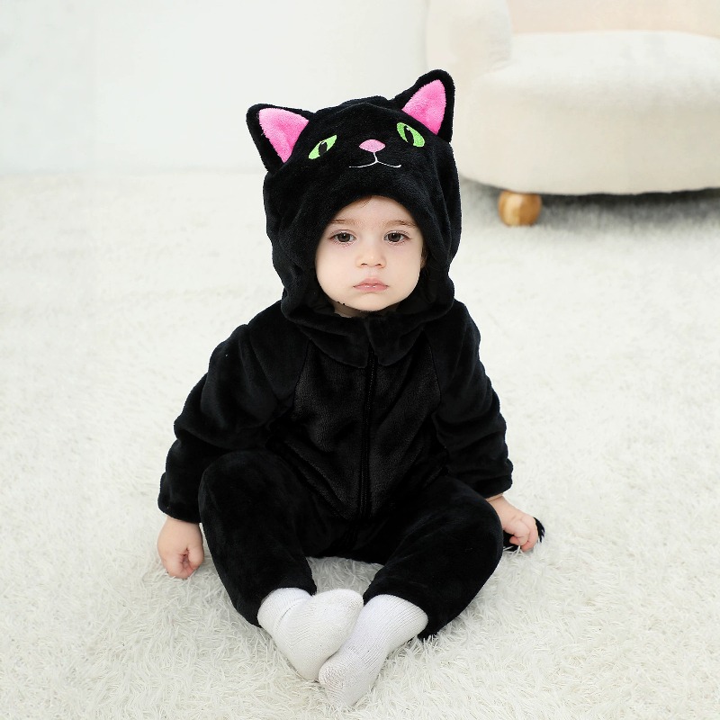 Cotton Baby Onesies Zipper - Macacão de Bebê Recém-Nascido Preto e