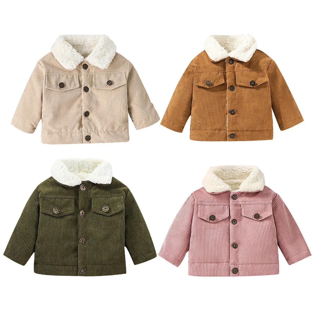 Toddler Boy Winter Fleece Jacket - Casaco de veludo cotelê com forro